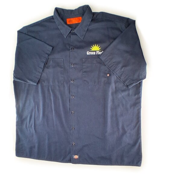 Dickies Green Flash Brewing Work Wear Shirt Blue Short Sleeve Button Front 3XL - Picture 4 of 10